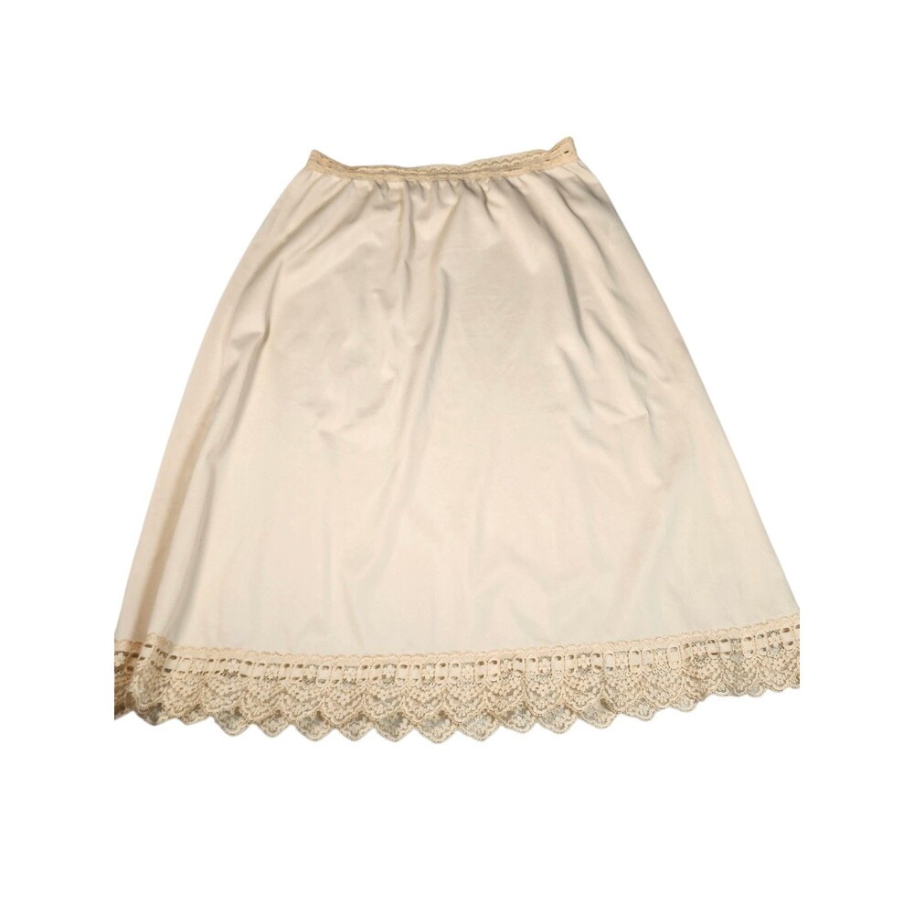 Vintage OLGA Secret Hug Half Slip Size‎ SMALL 963F Beige Stretch Lace